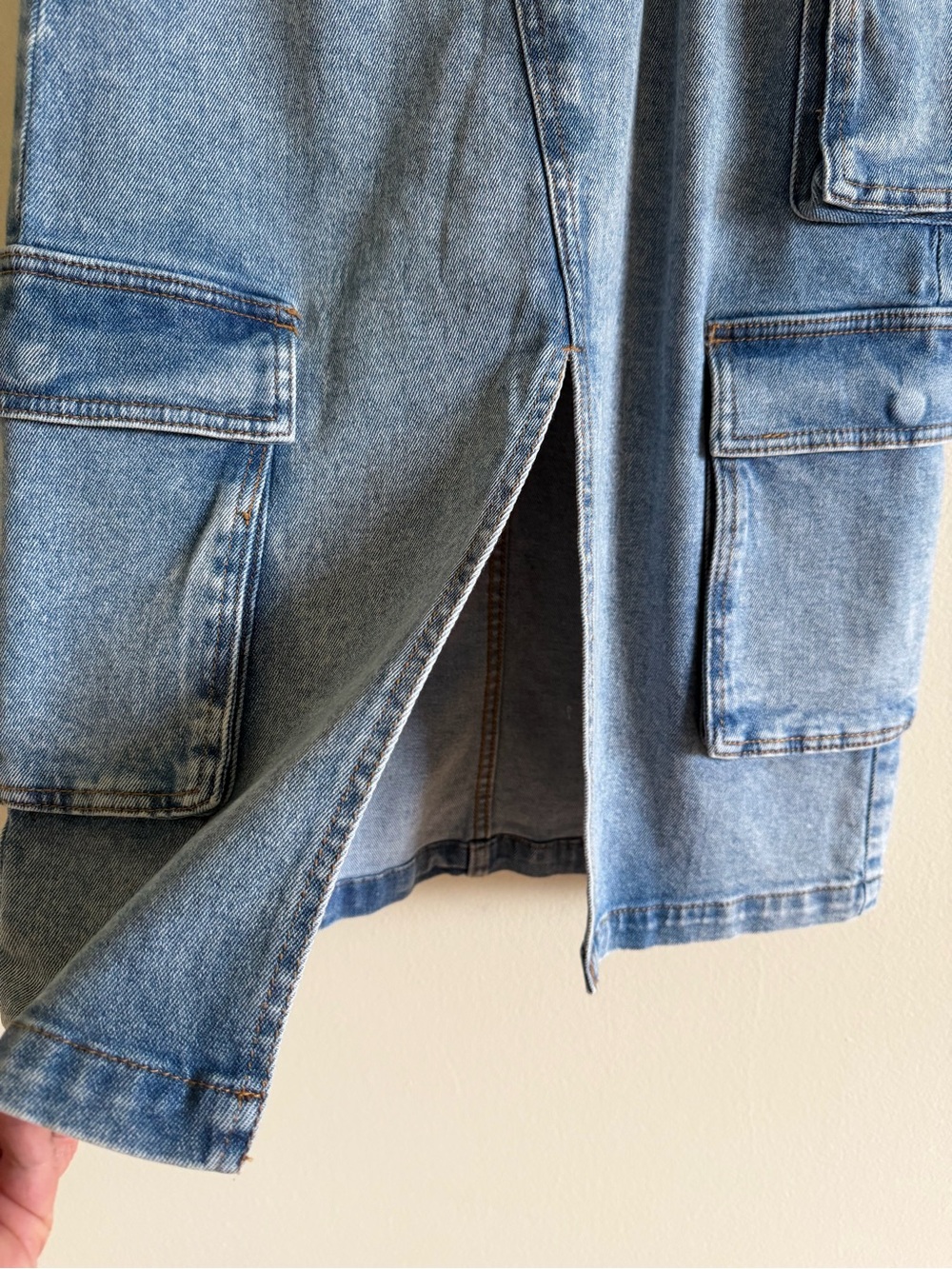 High-Rise Cargo Skirt Women’s in Light Blue Denim - Picture 5 of 6